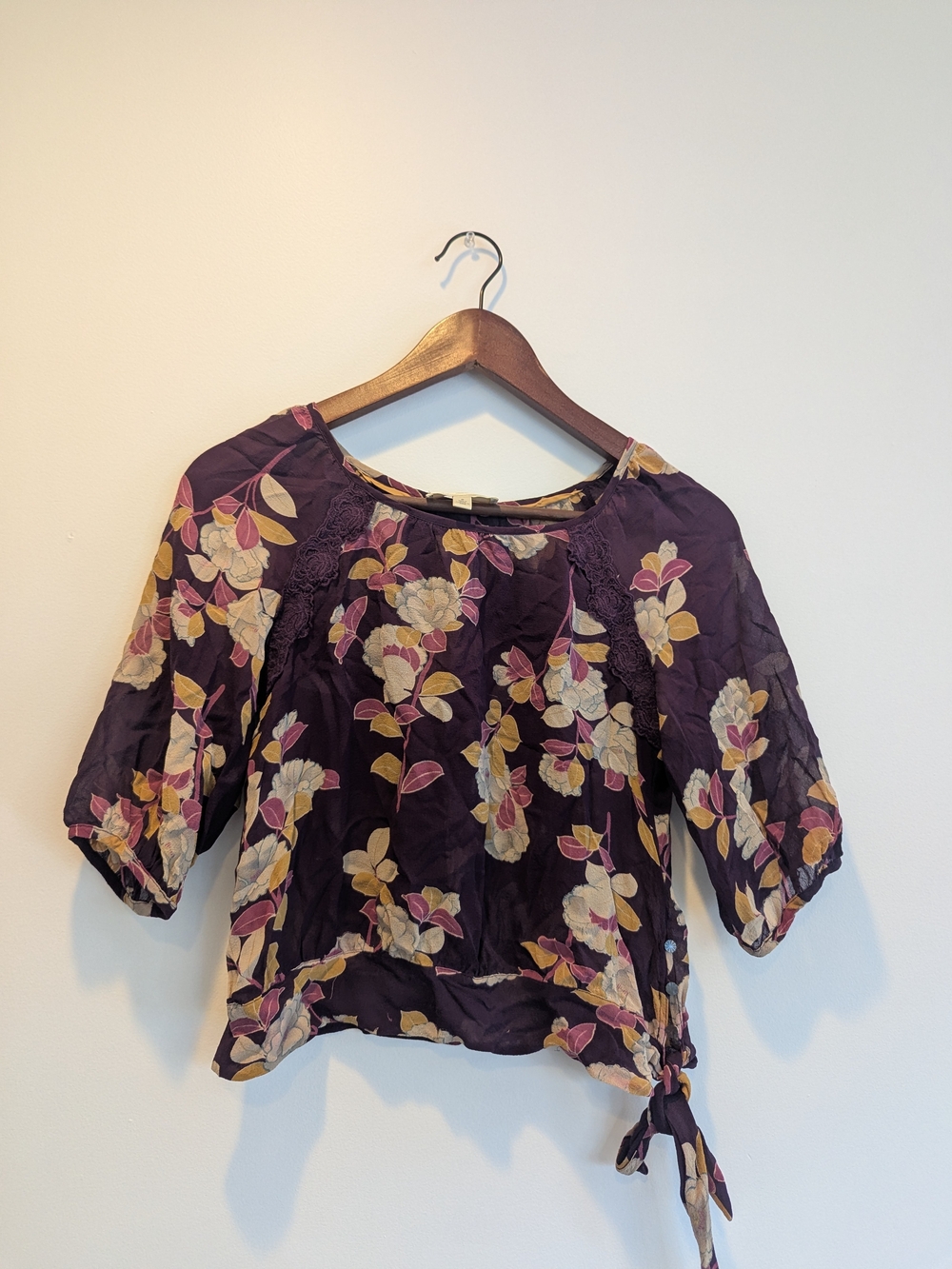Anthropologie Moulinette Soeurs Purple Floral Silk Blouse
